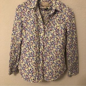 BANANA Republic red yellow blue flower button down blouse/shirt size small